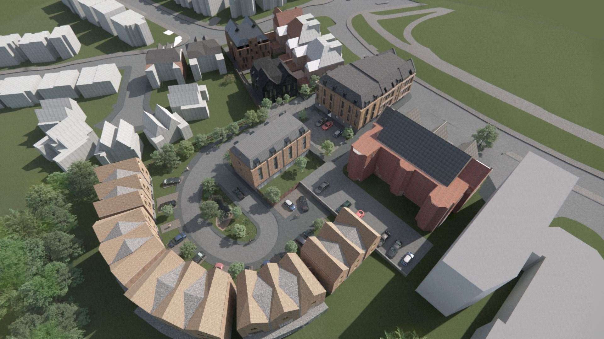 Computer generated aerial image of the proposed development at the Royal Victoria Hospital. Picture: Hollaway