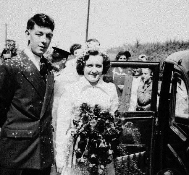 Peter and Madge Flewin on their wedding day 70 years ago. Picture: Glynis Markey