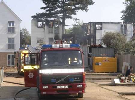 The scene of the building site blaze. Picture: Dave Downey