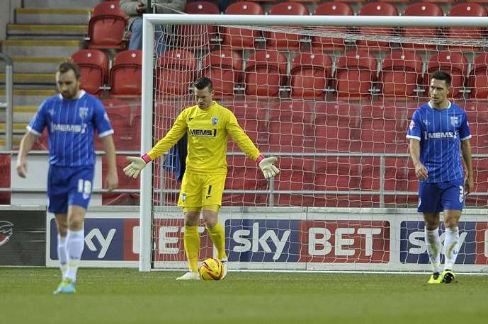 Keeper Stuart Nelson shows his frustration after another Rotherham goal Picture: Barry Goodwin