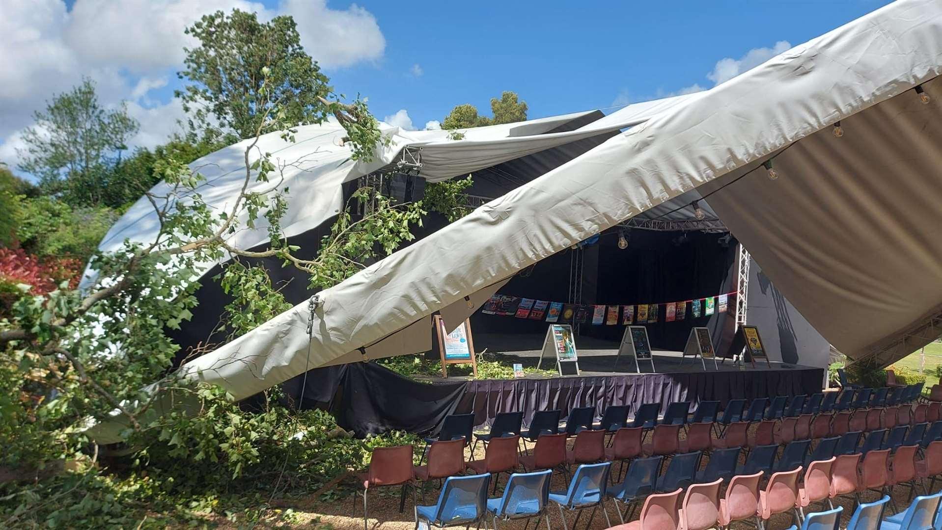 The theatre roof was damaged 'beyond repair'