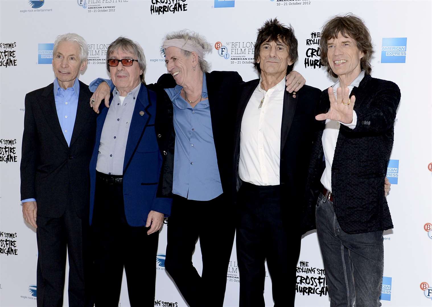 (Left to right) Charlie Watts, Bill Wyman, Keith Richards, Ronnie Wood and Mick Jagger. Watts, the long-time drummer of The Rolling Stones, has died (Jonathan Brady/PA)