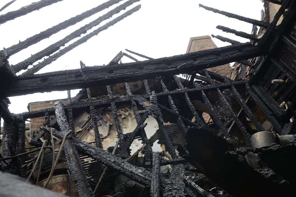 The fire-ravaged roof at Webbs of Tenterden