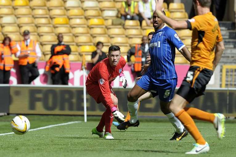 Wolves score their second goal against Gillingham at Molineux. Picture: Barry Goodwin