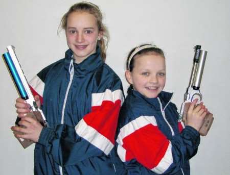 Alice Doughty, left, and Lana-Emily Foyle, who enjoyed success at the National Modern Pentathlon GB Pistol Championships