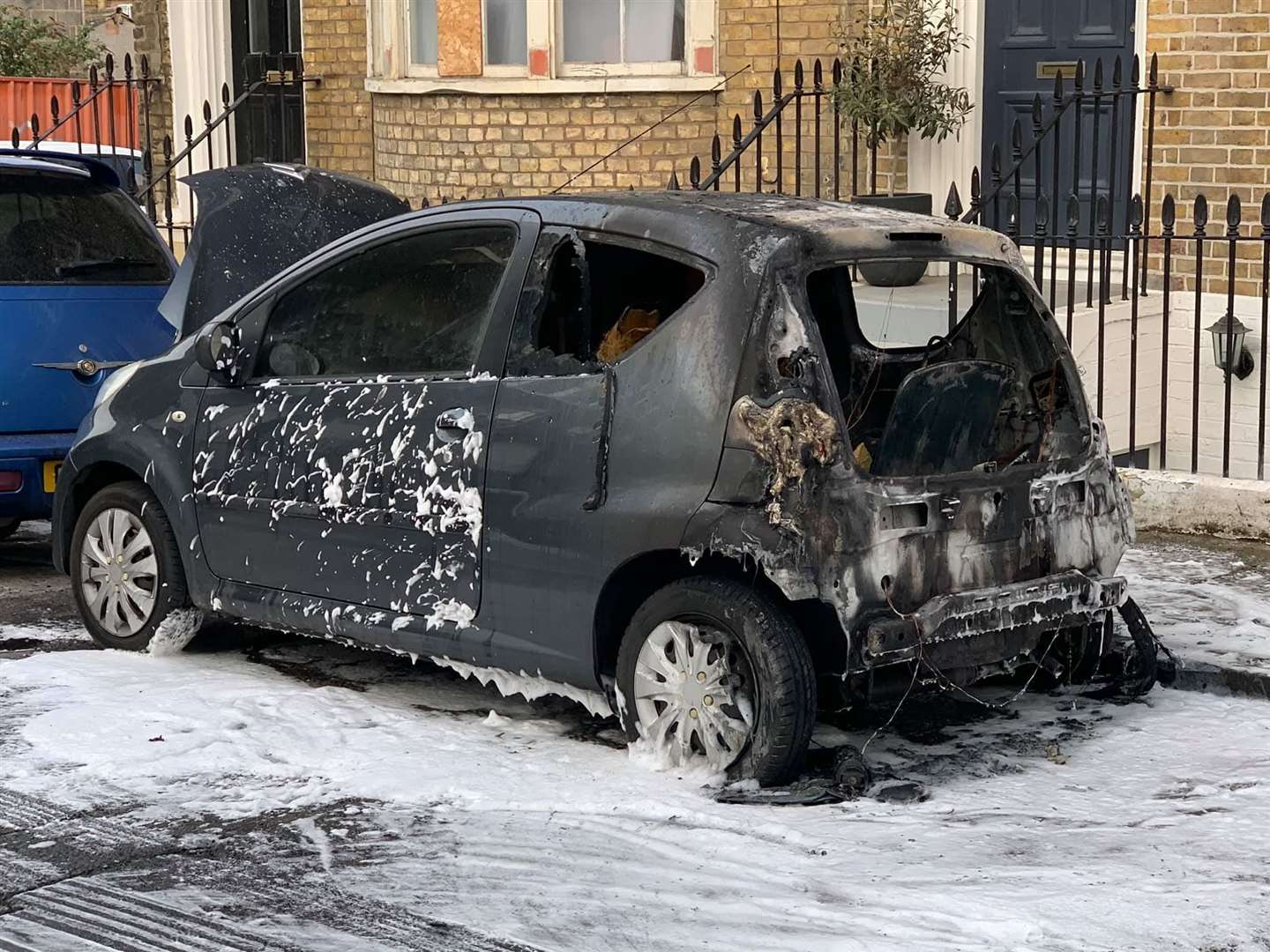 Cars were also set alight in the town three days ago