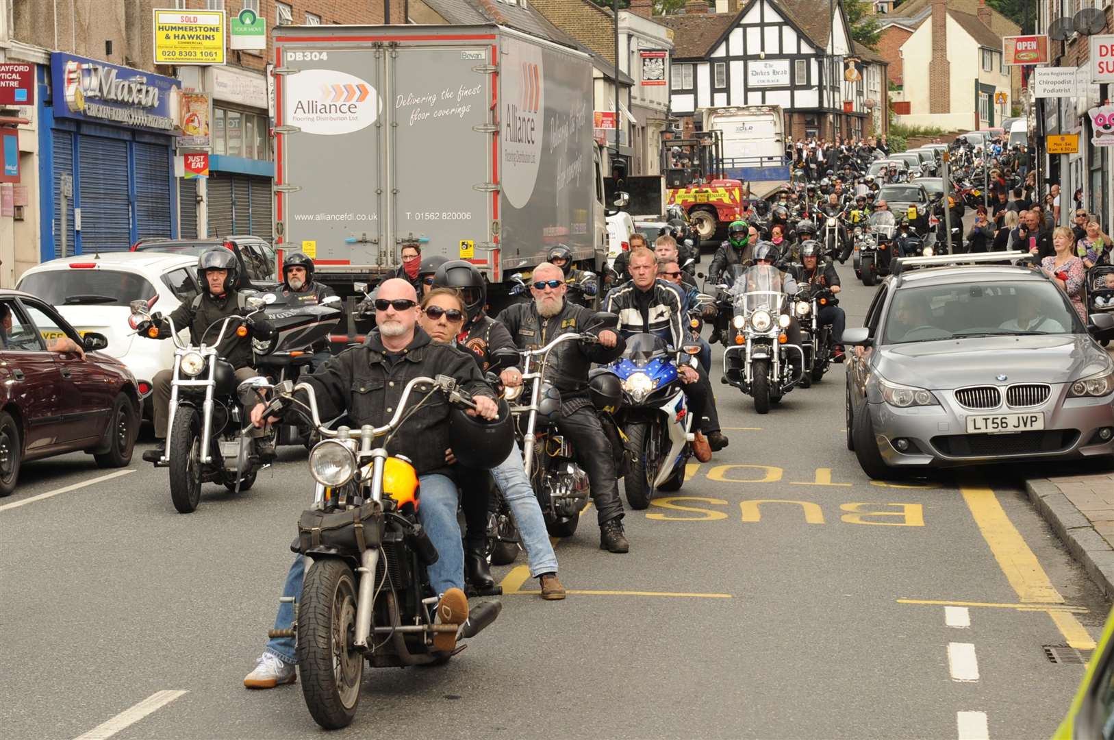 Bikers flooded into Crayford for the funeral of Ollie Jennings.