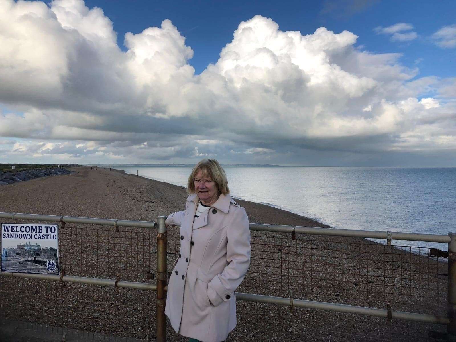 Margaret Moran at Sandown Castle beach, a short walk from The Forester which she owned for more than 40 years. Picture Geeta Seegobin