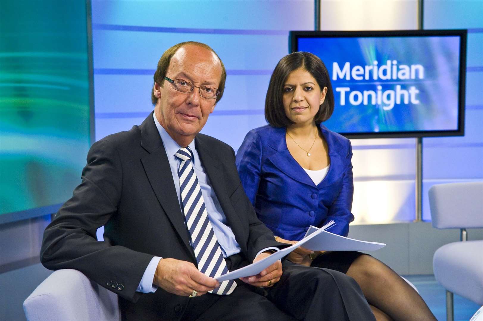 Fred Dinenage, pictured with co-host Sangeeta Bhabra, will leave ITV News Meridian at Christmas after almost four decades