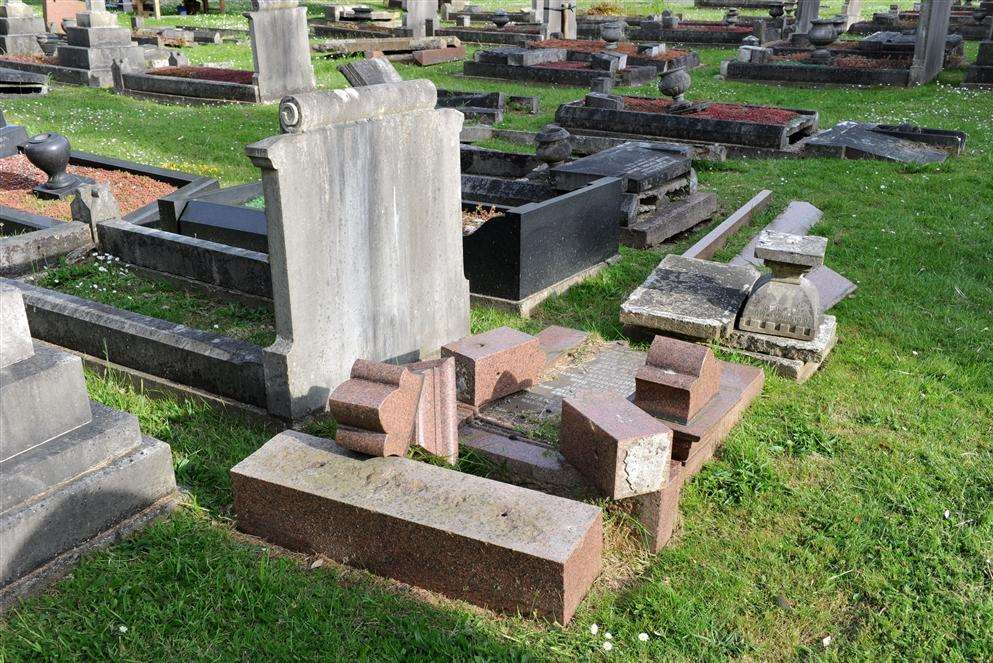 A number of headstones were damaged in the first attack