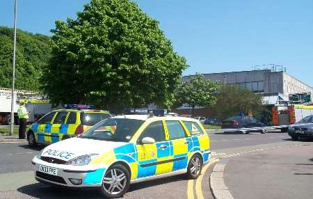 Emergency services at the scene of the chemical spill. Picture: SARAH MILLER
