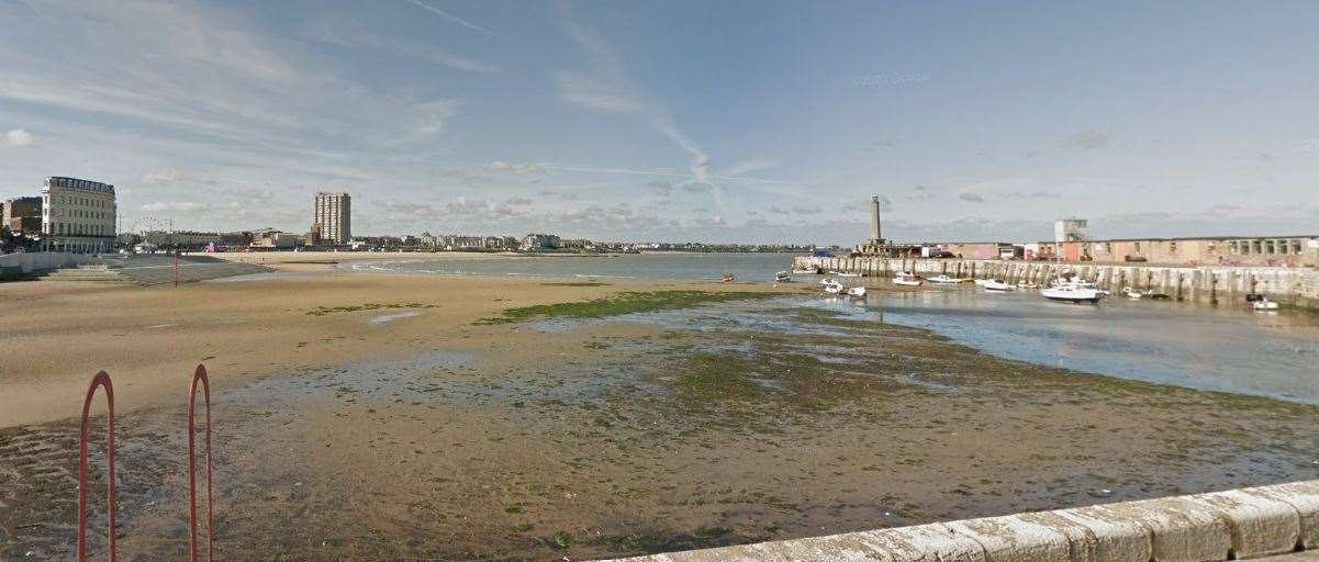 Police, ambulance crews and the coastguard were called to Margate beach this afternoon. Picture: Google