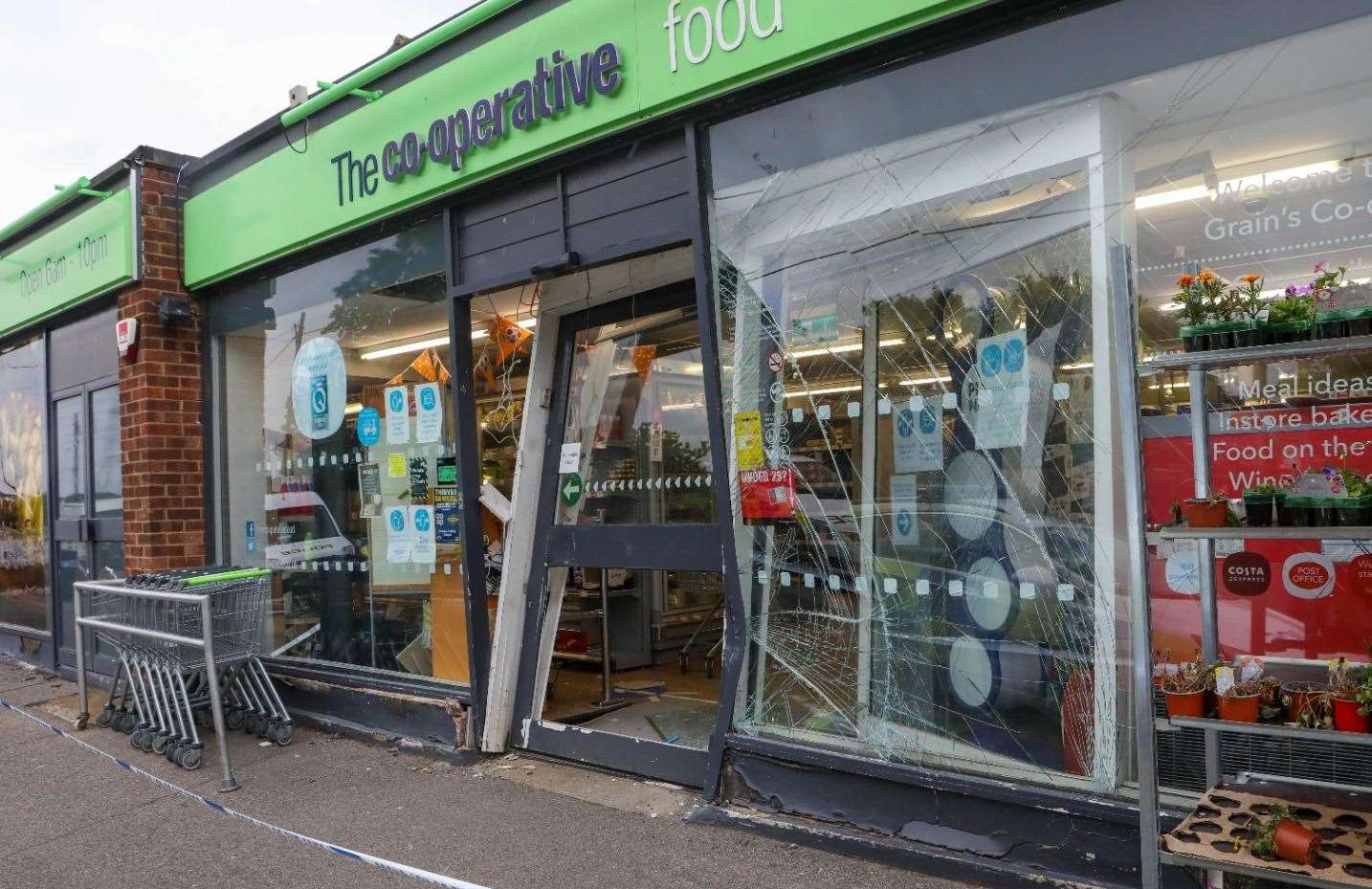 The Co-op on the Isle of Grain was close after the shop was ram-raided by thieves overnight. Picture: UKNIP
