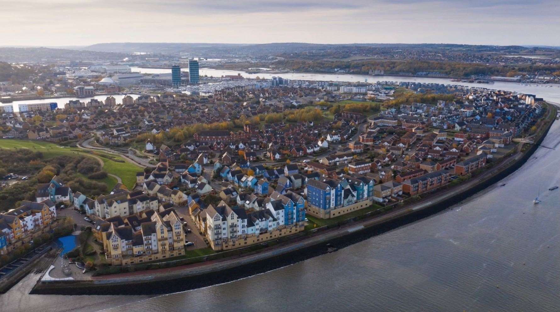 St Mary's Island has seen huge changes in the last few decades as shown by this picture from Geoff's drone. Picture: Geoff Watkins