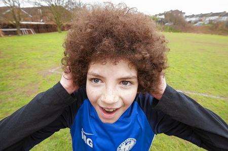 Max Graham, a young footballer with Northfleet Eagles, will have his Afro cut off in aid of the Stacey Mowle appeal.