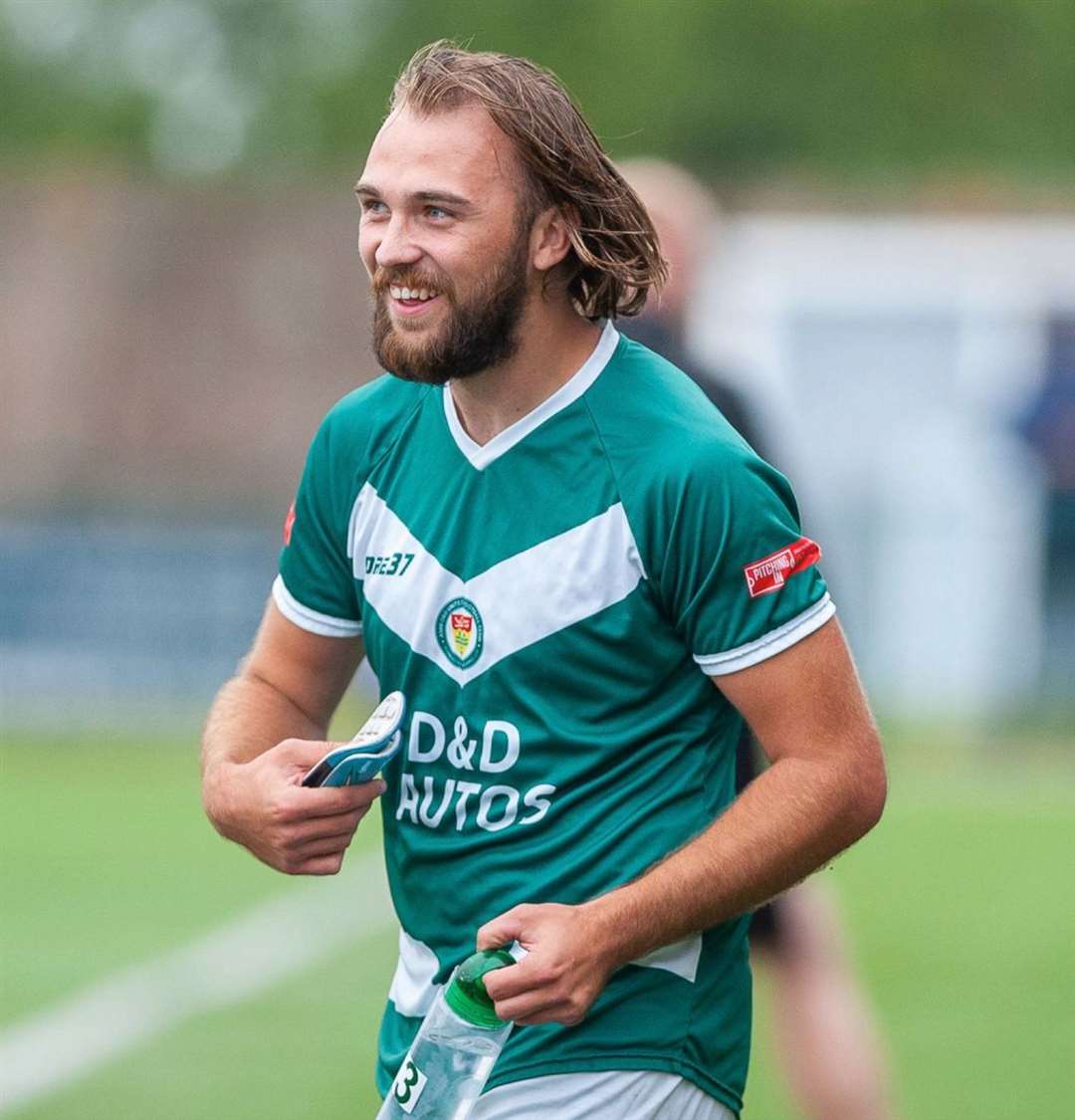 Luke Burdon is all smiles after coming off the bench to score Ashford's winner Picture: Ian Scammell