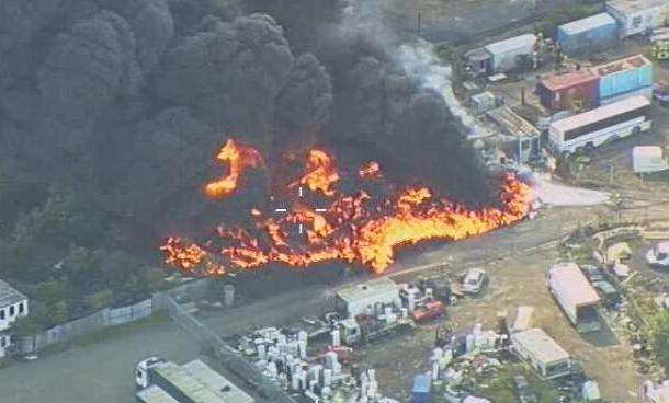 View of Canal Road yard fire from the police helicopter. Picture: @MPSinthesky