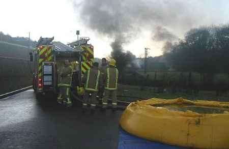 Firefighters at the scene early this morning