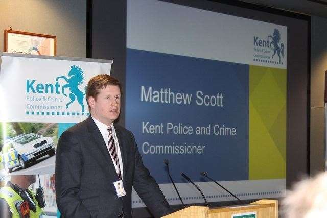 Matthew Scott addressing senior police officers to discuss the Kent Police improvement plan following a critical report in how the force responds to the public and investigates crimes