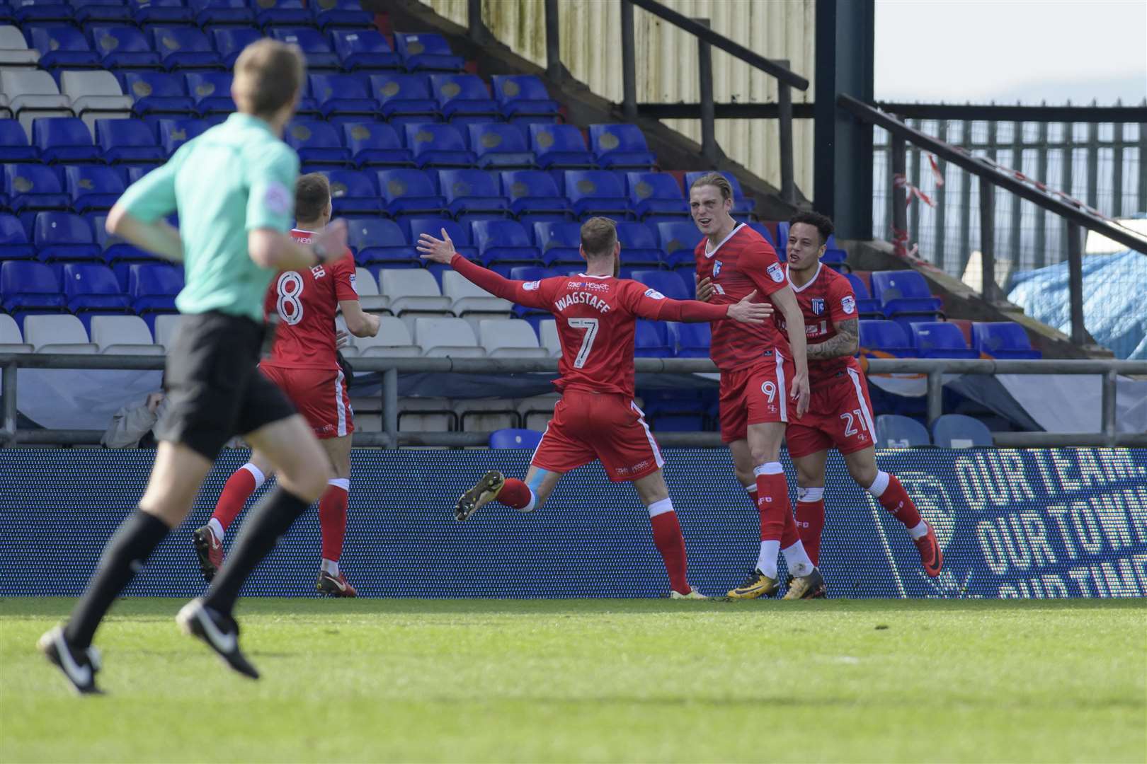 Celebrations after Tom Eaves' leveller Picture: Andy Payton