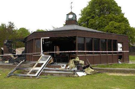 Fire damaged the sports pavilion at Charing.