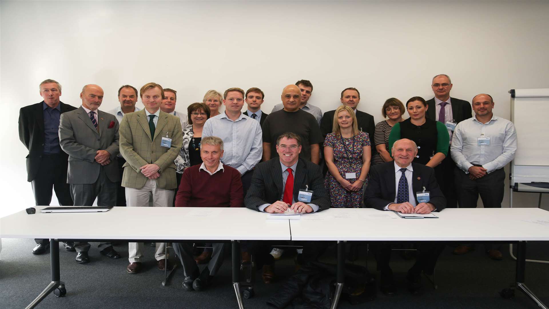 Cllr Ben Stokes (seated right) arranged the meeting for firms at Ridham Dock