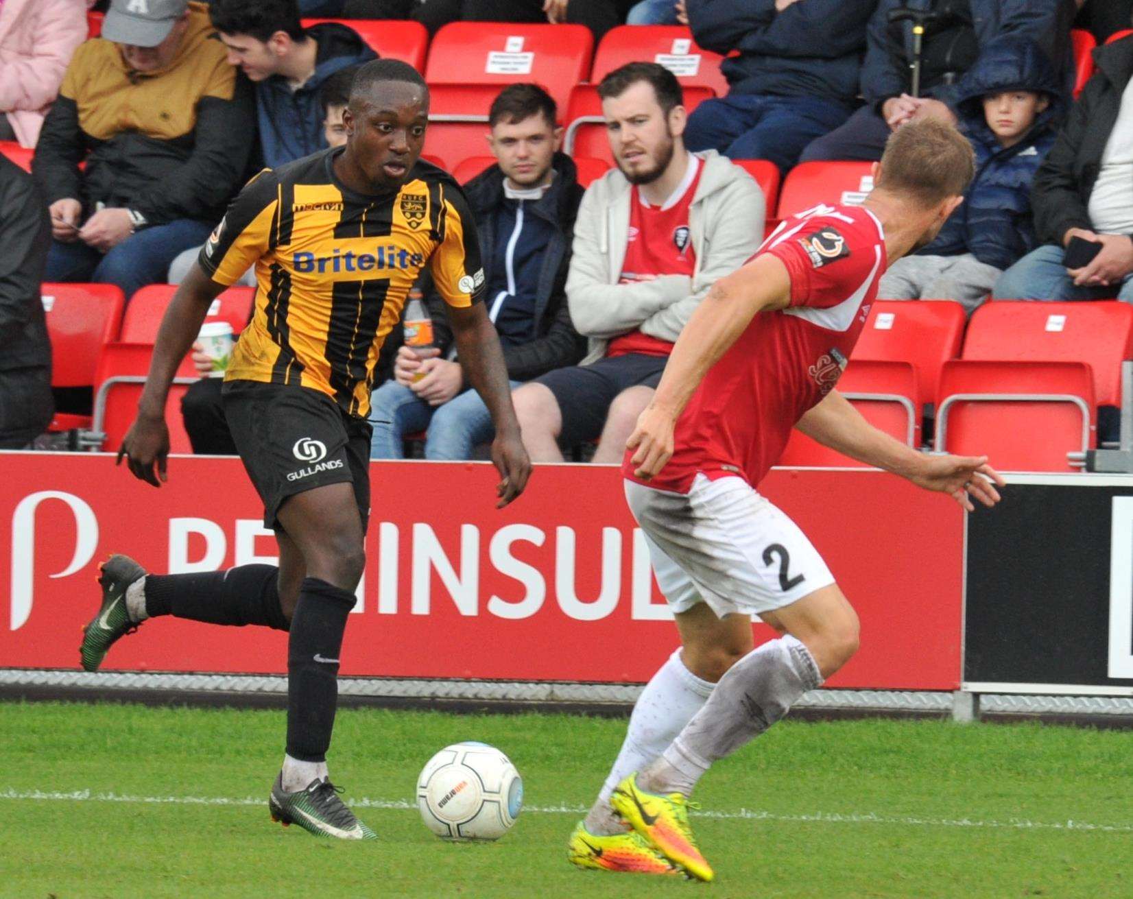 Jamar Loza is on loan at FA Trophy opponents Woking but can't play against the Stones Picture: Steve Terrell