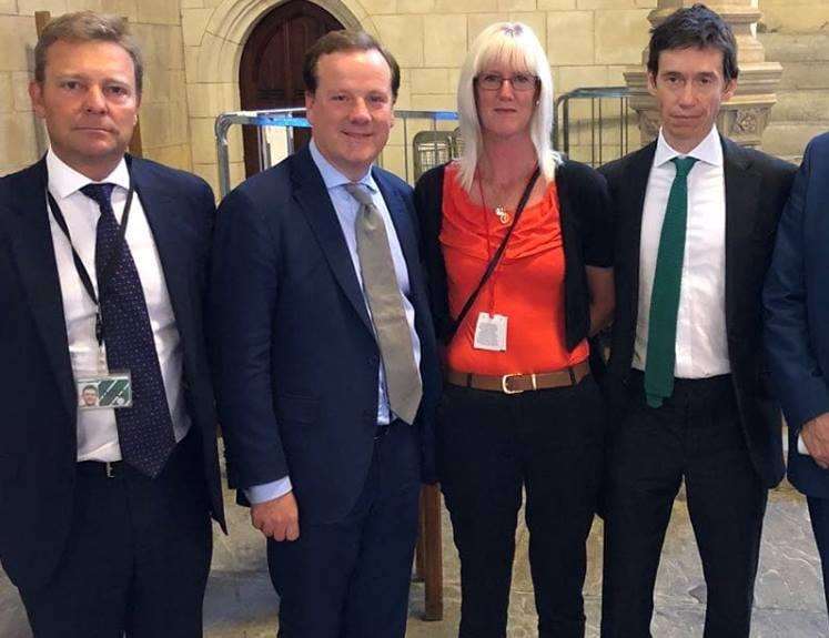 From left, South Thanet MP Craig Mackinlay, Dover MP Charlie Elphicke, Robert's mum Michelle Parry and minister Rory Stewart during a visit to parliament in the fight for Robert's Law