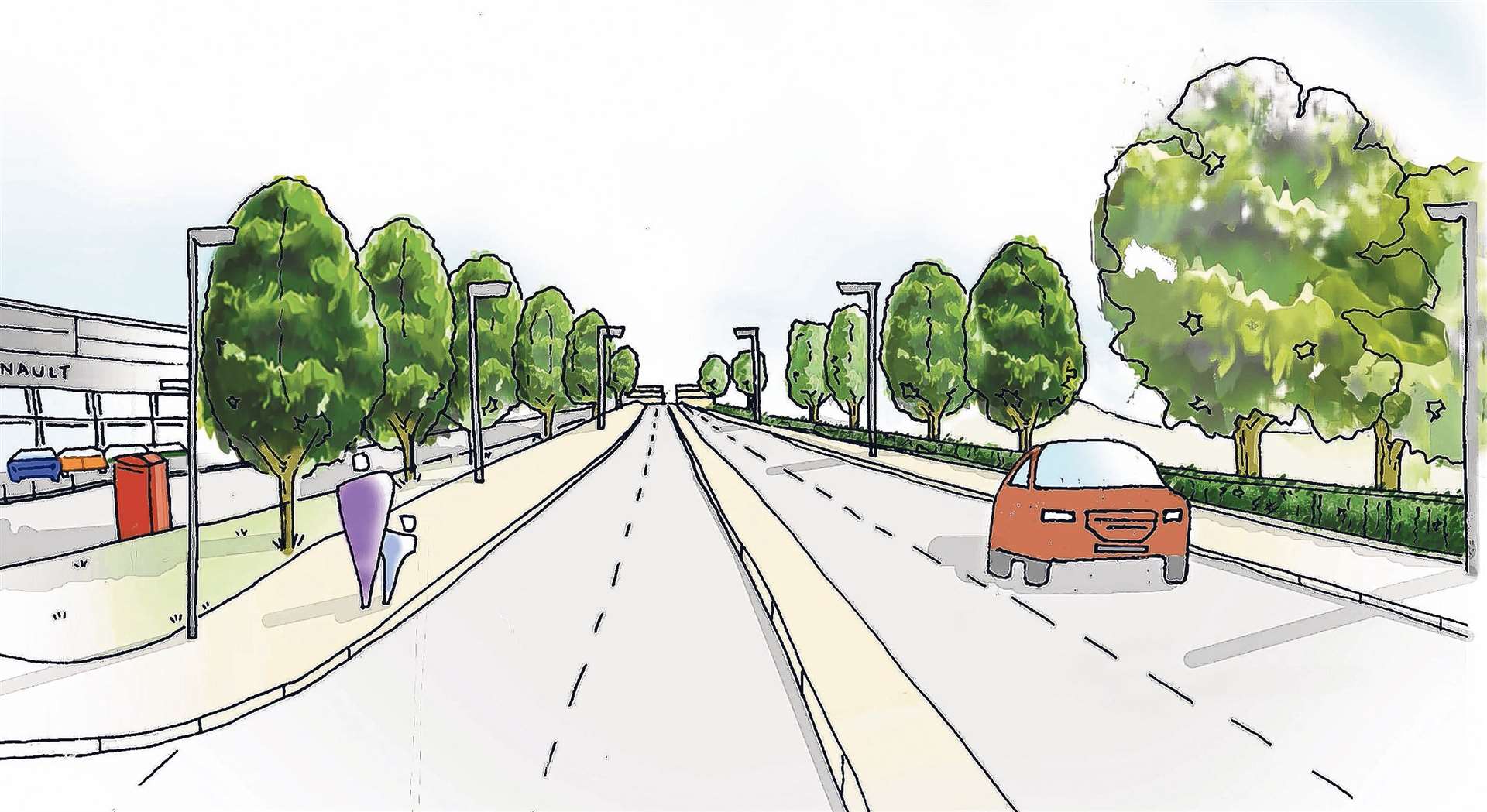 An artist’s impression of the proposed Chart Road dual carriageway scheme