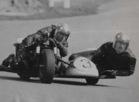 EXPERIENCED RIDER: Doug Young, left, during his racing days