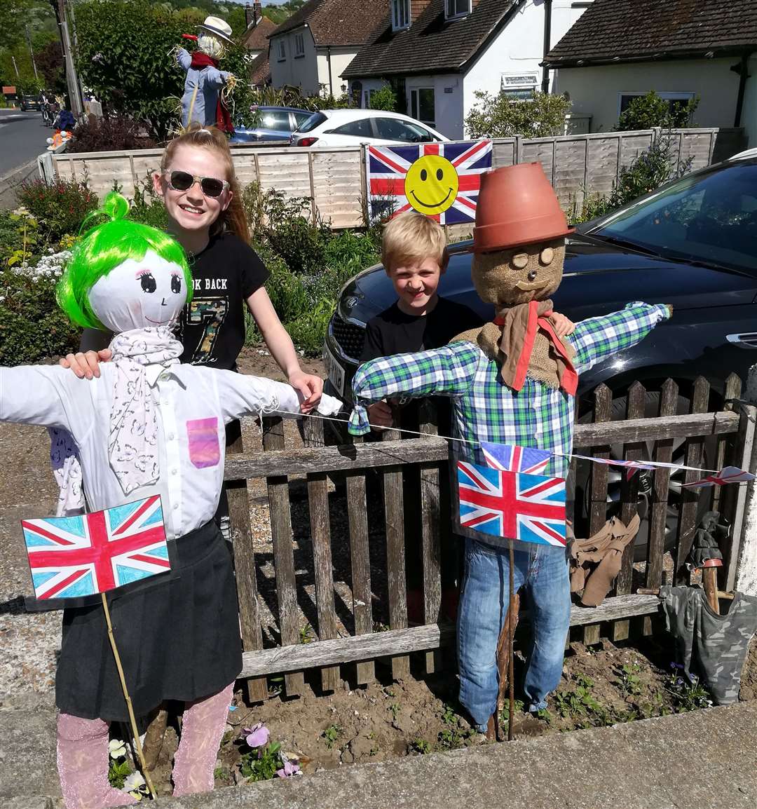 Olivia and Matthew Hill, of West Hythe Road, who came up with the scarecrow idea for their street
