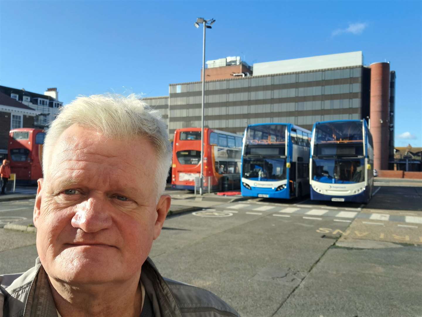 Reporter Sam Lennon at Folkestone bus station. Picture: KMG