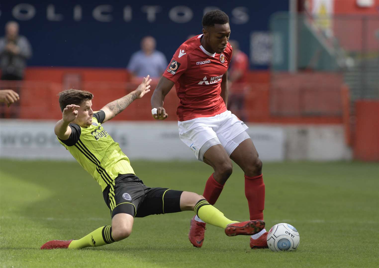Ebou Adams on the ball for Ebbsfleet against Aldershot Picture: Andy Payton