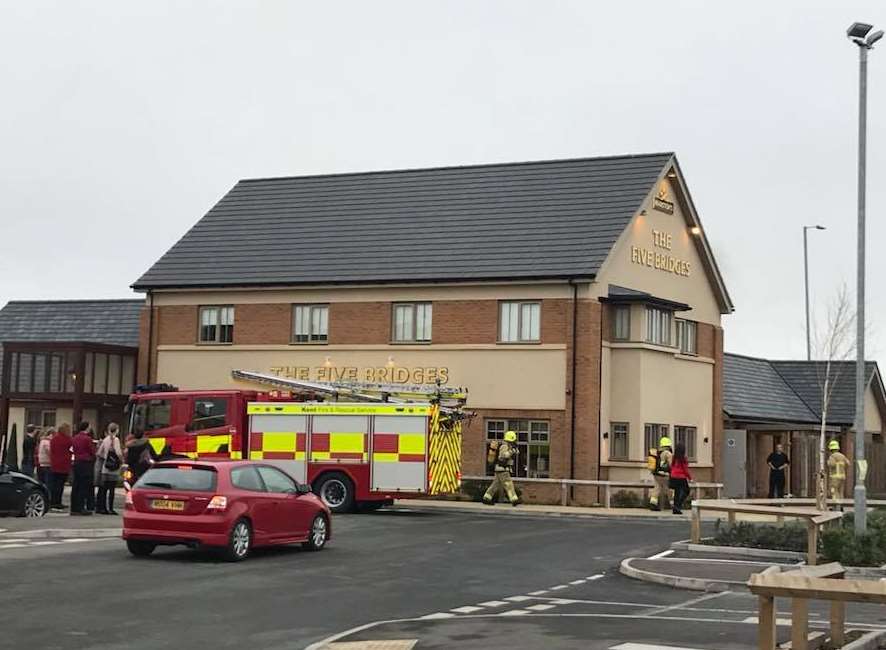 Firefighters were called to the Five Bridges pub in Queenborough. Picture: Mel Collins