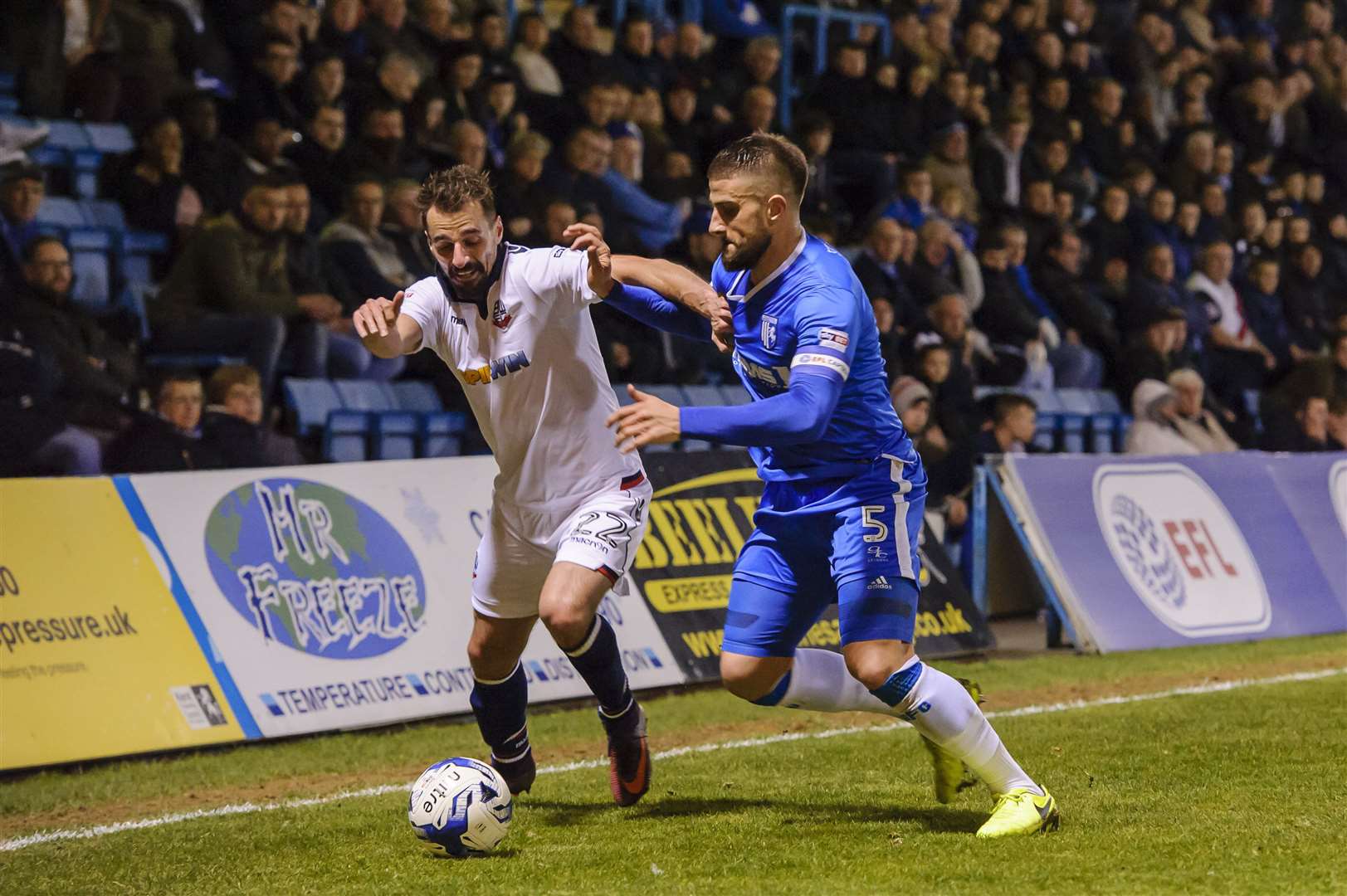 Max Ehmer up against Bolton at Priestfield Picture: Andy Payton
