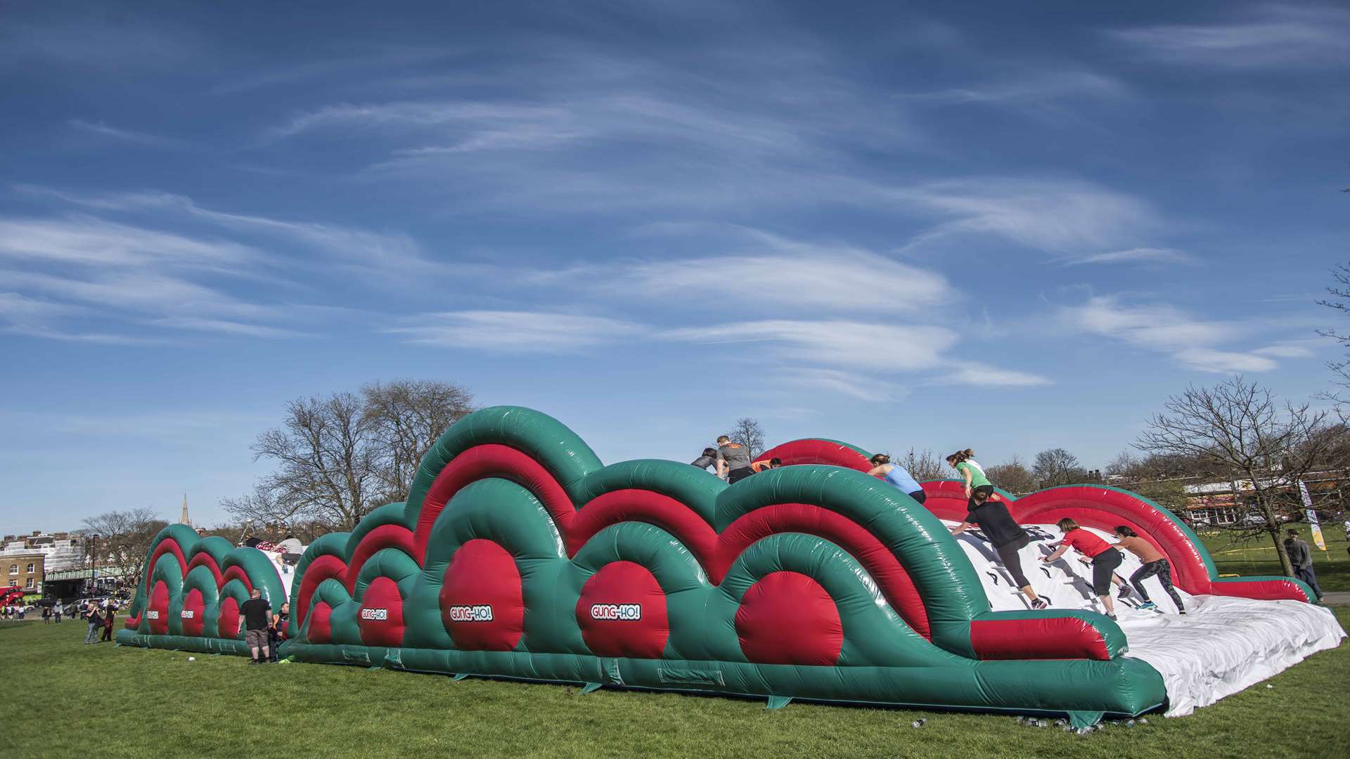 The Gung-Ho! inflatable contains enough air to fill 12 million footballs