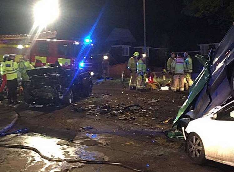 Emergency services at the scene of the crash. Picture: James Williams