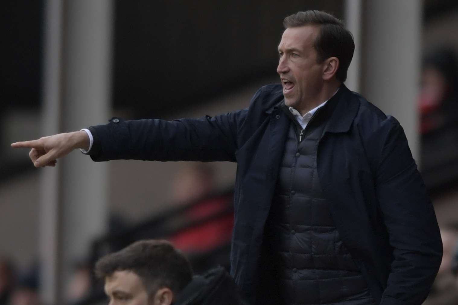 Gills boss Justin Edinburgh gets his point across at Walsall Picture: Barry Goodwin