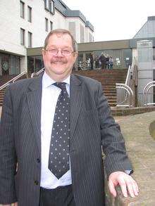 Cllr Roger Matthews on the steps of Maidstone Crown Court
