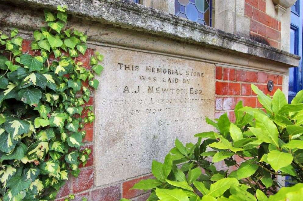A historic memorial stone partially makes up the front of the house. Picture: Savills