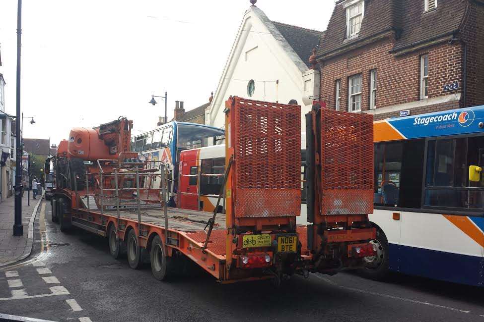 The loader was stuck in the High Street