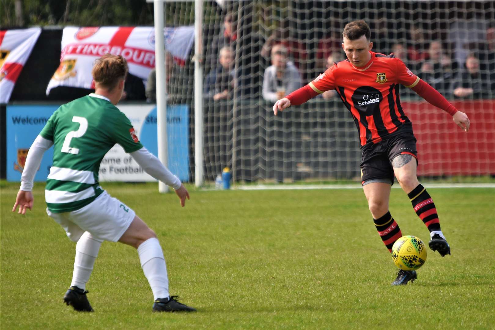 Sittingbourne's triple player-of-the-year winner Taylor Fisher in possession against Corinthian Picture: Ken Medwyn