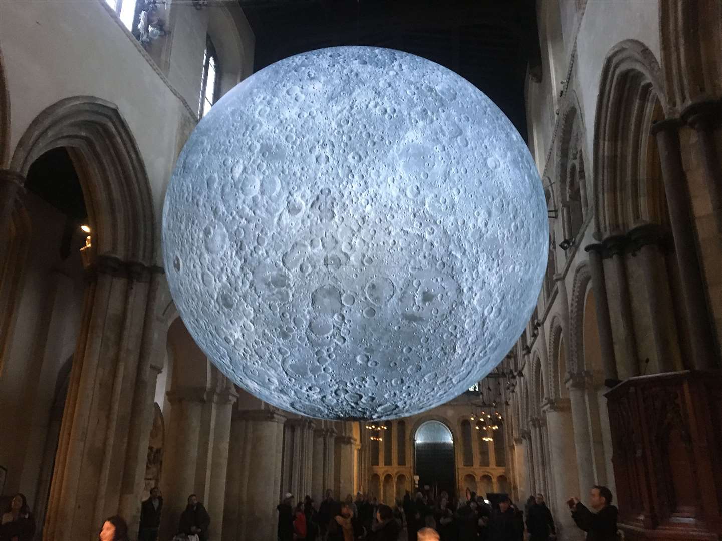 The Museum of the Moon hanging out at Rochester Cathedral