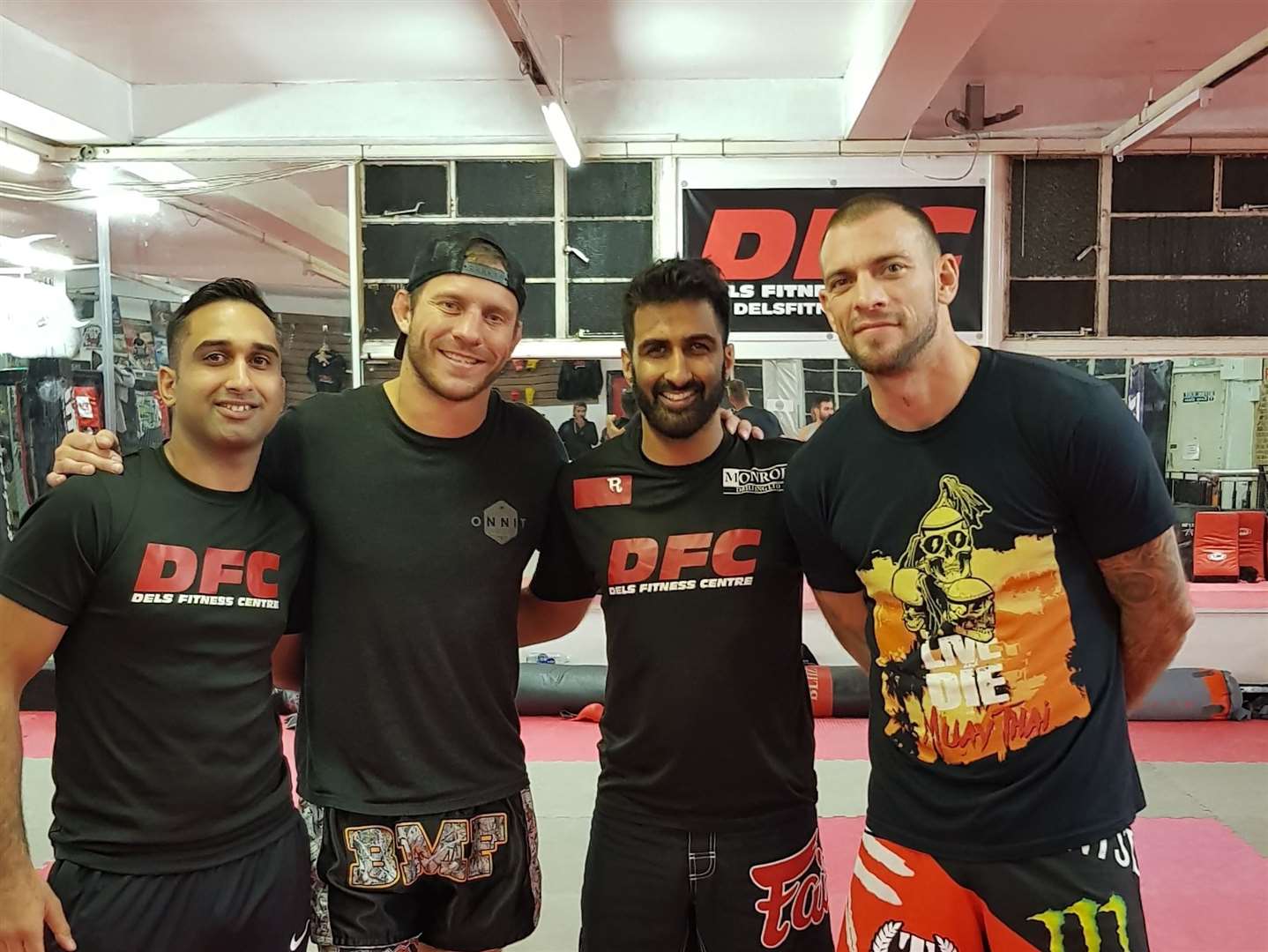 Danny Dhell (left) with UFC's Donald 'Cowboy' Cerrone, Ricky Dhell and Joe Schilling in 2017.
