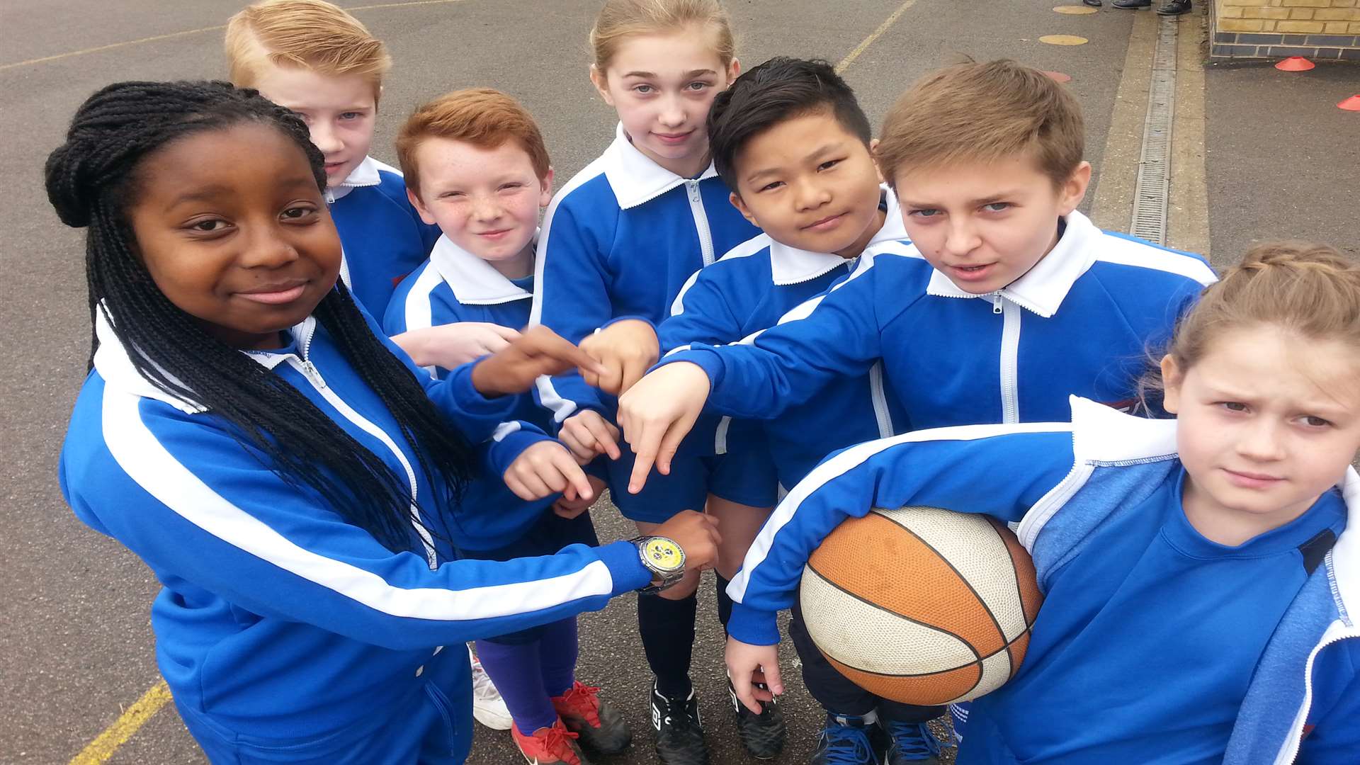 Pupils at Brunswick House primary school await the arrival of Duncan Goodhew. Picture by Martin Apps