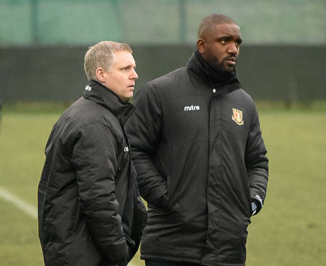 Assistant manager Nathan Elder is learning his trade under Sittingbourne boss Chris Lynch Picture: Tony Jones
