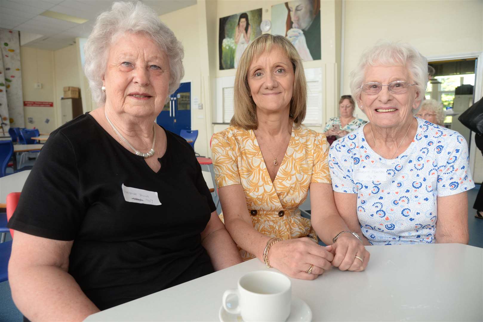 Angela Scully (centre) with two former pupils at a school reunion event last year