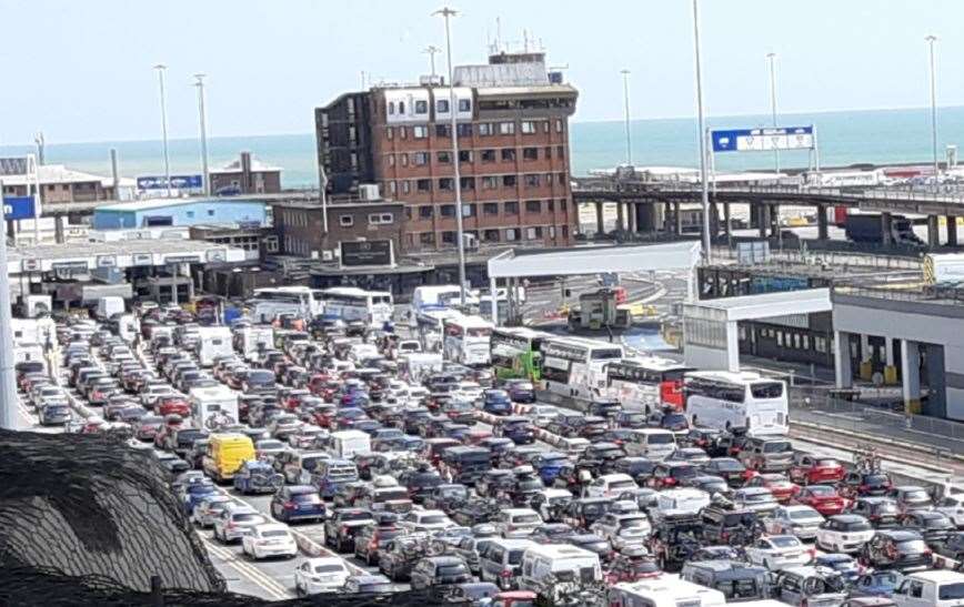 Queues at the Port of Dover. Stock picture