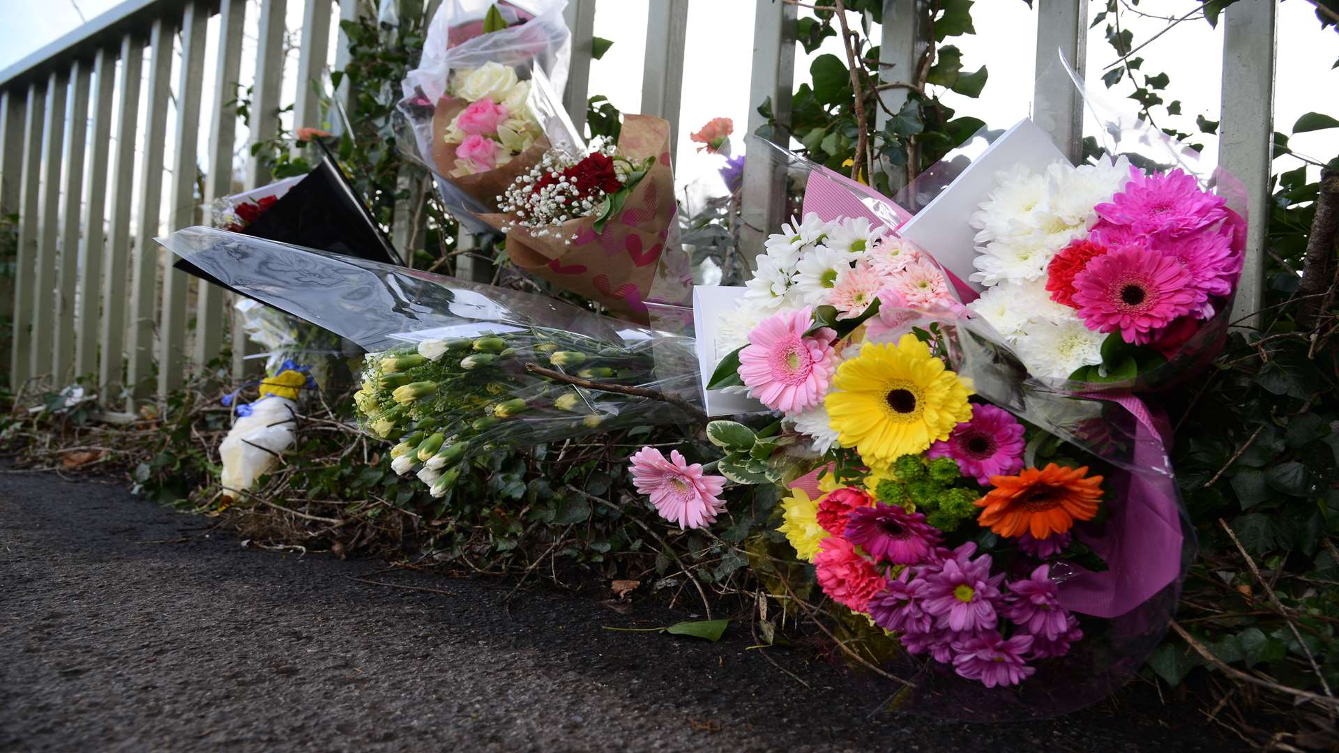 Floral tributes were left close to the river