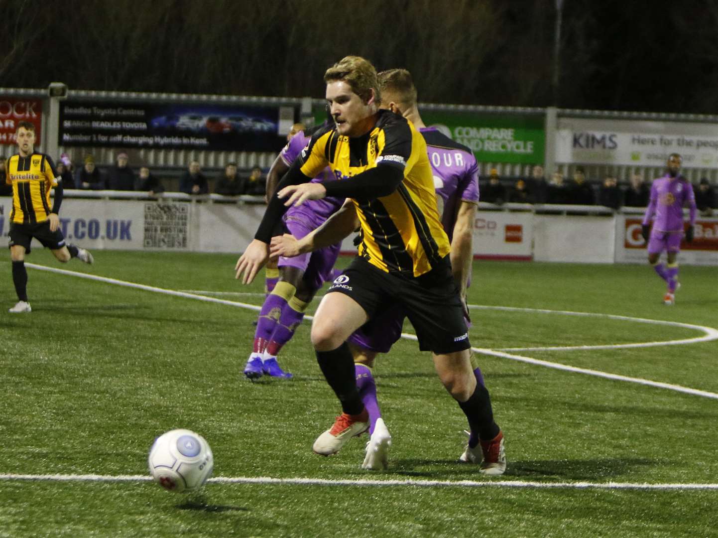 Charlie Wassmer chases down the ball to set up Maidstone's first goal Picture: Andy Jones